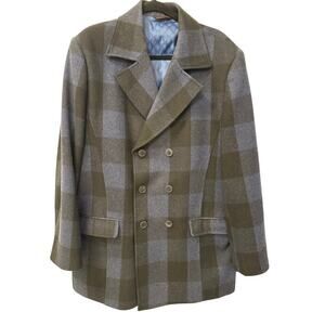 Linea Uomo Men's Blue Navy Double Breasted Wool Blend Jacket Coat Size 44